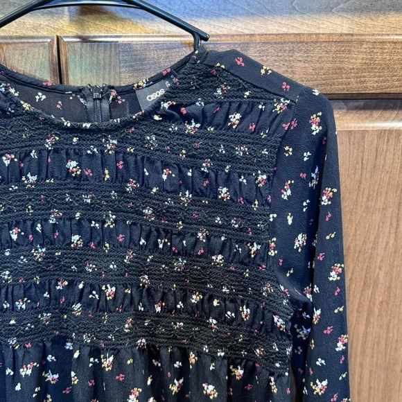ASOS Size 6 Daisy Street shirred mini smock dress in navy ditsy floral - Picture 5 of 7
